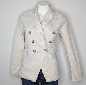 Joie cream white striped long sleeve button up career blazer S